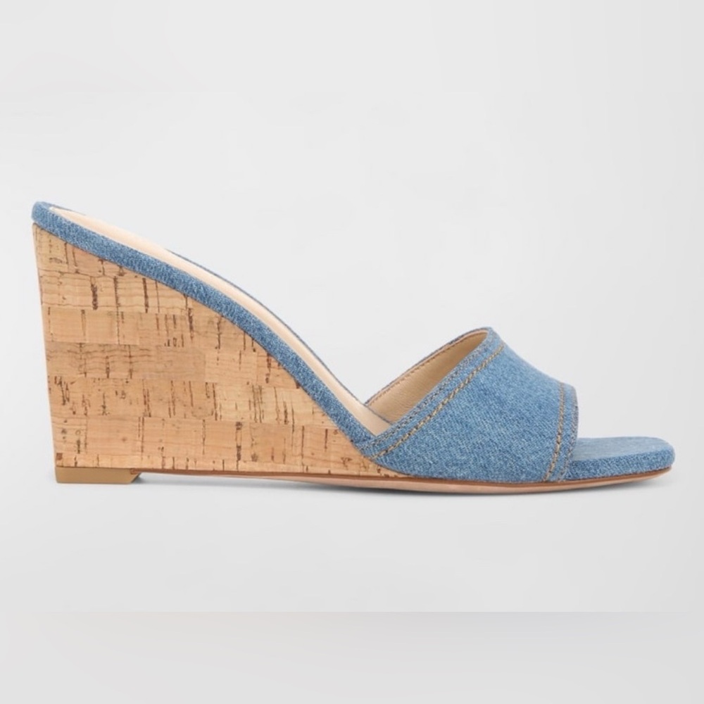 NWT Veronica Beard Ellen Denim Cork Wedge Sandal Size 9